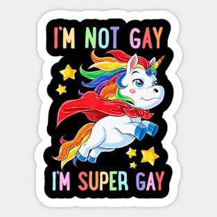 LGBTQ Unicorn Super Gay Pride LGBT Ally Flag Retro Sticker